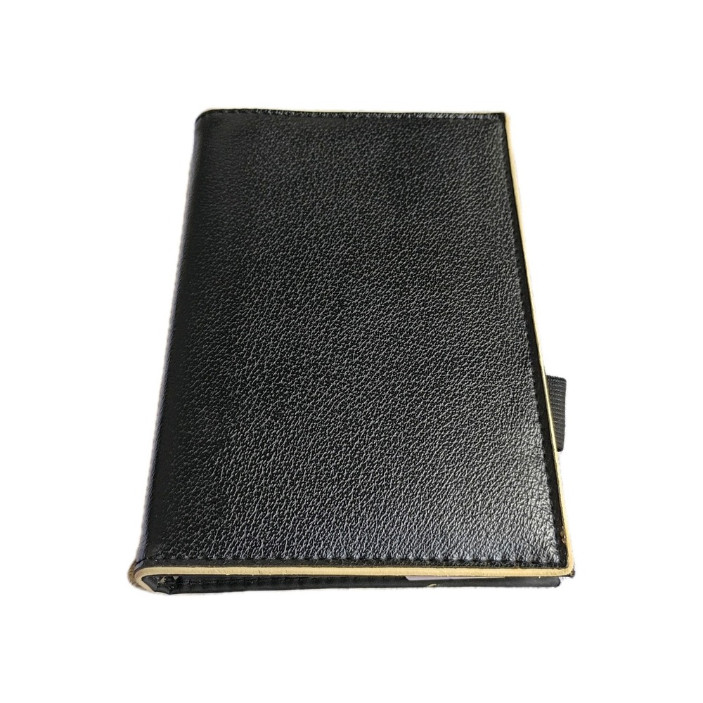 Vintage Black Faux Leather 6-Ring Binder Agenda Planner Organizer
